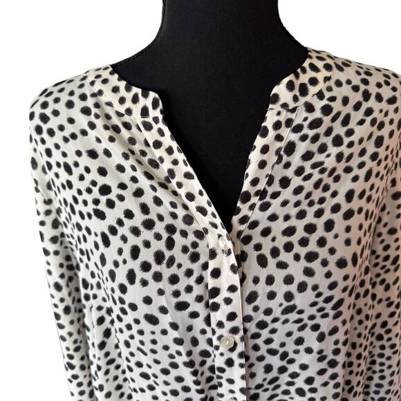 Chico's Soft Dotted Polkadot Black And White Front Tie Size 2 Xl - Picture 6 of 8